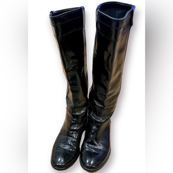 D'ESSAI Black Patent Leather Knee High Boots Size 8. - Picture 3 of 6